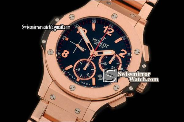 Hublot Big Bang RG/RG RG Bez Black Asia 7750 Replica Watches