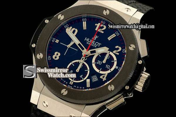 Hublot Big Bang SS Black/Black Ceramic Bezel A-7750 Replica Watches