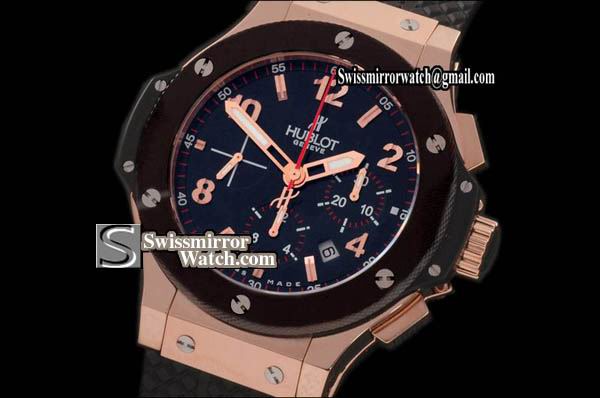 Hublot Big Bang RG CF Black/Black Ceramic Bezel A7750 Replica Watches