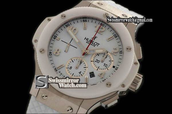 Hublot Big Bang SS Aspen White Ceramic Bezel A7750 28800 Replica Watches