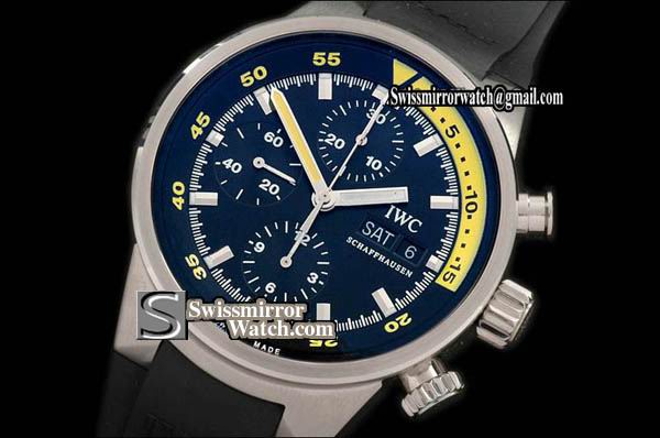 IWC Aquatimer Chrono 371918 SS/RU Black A-7750 28800bph Replica Watches