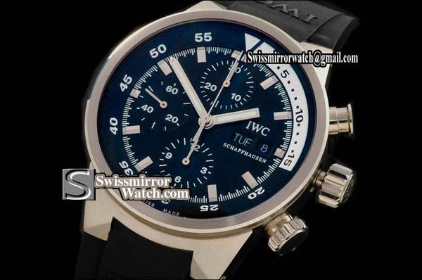IWC Aquatimer Chrono 371928 SS/RU Black A-7750 28800bph Replica Watches