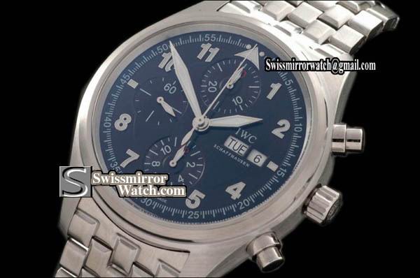 IWC Spitfire Chrono Laureus SS/SS Blue A-7750 Chronos 28800bph Replica Watches