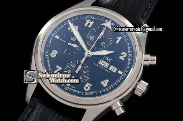 IWC Spitfire Chrono Laureus SS/LE Blue A-7750 Chronos 28800bph Replica Watches