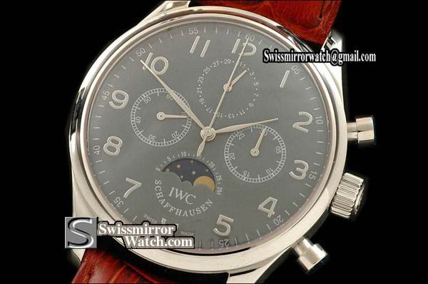IWC Portuguese Chronos/M-phase/Calender SS Grey Manual Chronos Replica Watches