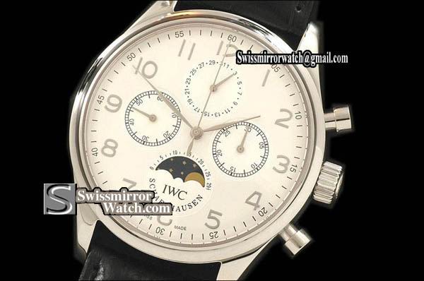 IWC Portuguese Chronos/M-phase/Calender SS White Manual Chronos Replica Watches
