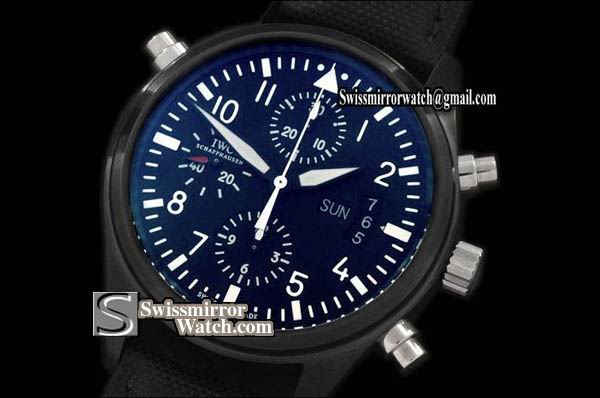 IWC Doppel Chronograph PVD Black Asia 7750 28800bph Replica Watches