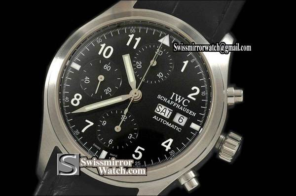 IWC Flieger Chronograph SS Black Swiss 7750 Chronos Replica Watches