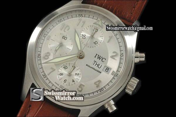 IWC Spitfire Chronograph SS White Swiss 7750 Chronos Replica Watches