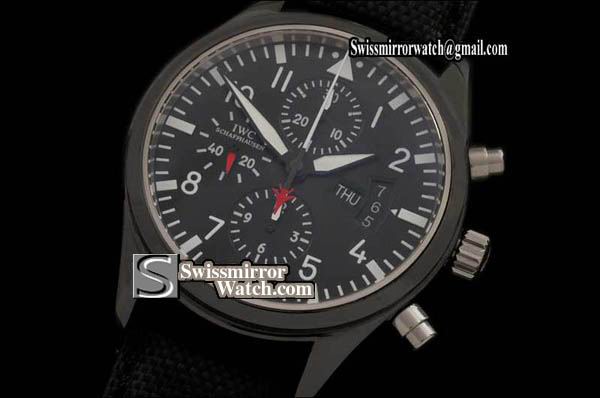 IWC Flieger Chrono 3789 Top Gun Ed CER/NY Black A-7750 Replica Watches