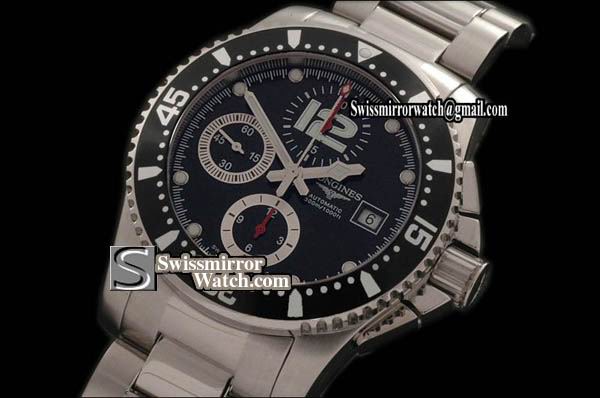 Longines Hydroconquest V SS/SS Black A-7750 28800bph Replica Watches