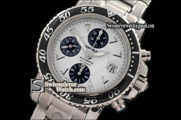 Mont blanc Sport Chrono 200m SS/SS White Asia 7750 28800bph Replica Watches