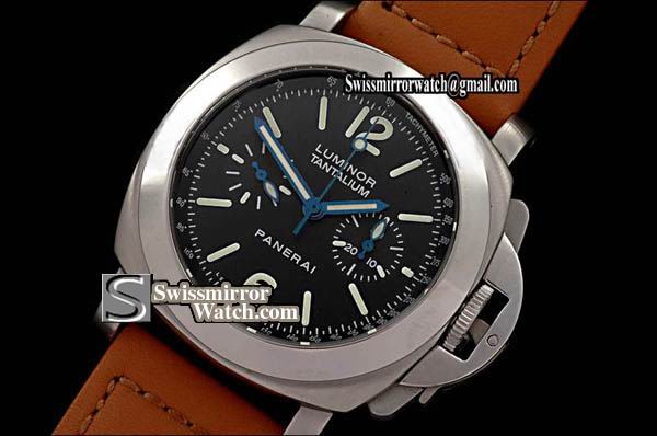 Panerai Pam 192 Tantalium Chrono SS Black Lemania Manual Chronos Watch Replica Watches