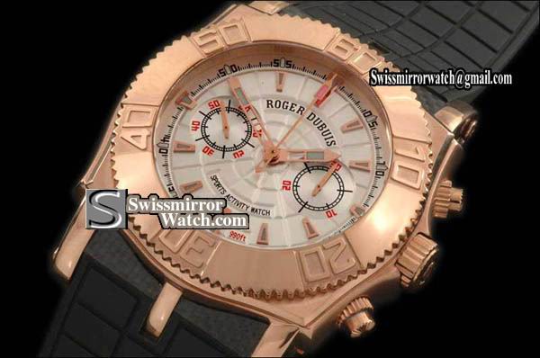 Roger Dubuis RD10112 Easy Diver Chrono (Updated) RG/RU White Manual H/W Chrono Replica Watches