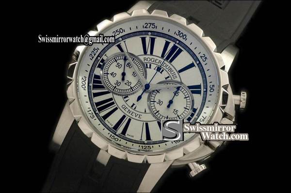 Roger Dubuis Excalibur Chrono SS/RU White Manual HW Chrono Replica Watches
