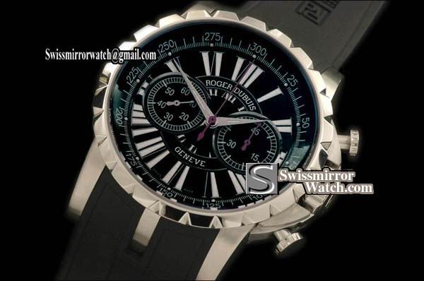 Roger Dubuis Excalibur Chrono SS/RU Black Manual HW Chrono Replica Watches
