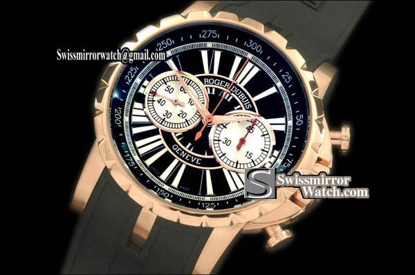 Roger Dubuis Excalibur Chrono RG/RU Blk/Wht Manual HW Replica Watches