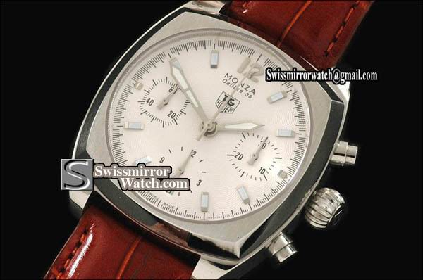 Tag Heuer Monza Chronograph SS/LE Stk White Asia 7750 Chronos Replica Watches