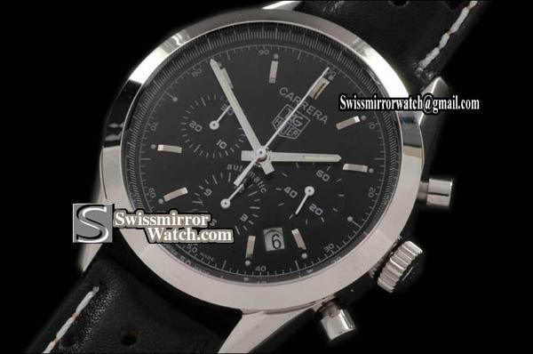 Tag Heuer Carrera Chronograph SS/LE Black A-7750 Sec@3 Replica Watches