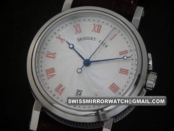 Breguet Ref.5817 De La Marine Steel Swiss ETA Red Roman Watch
