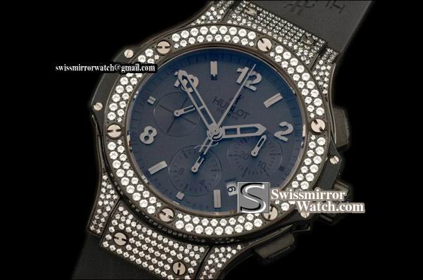 Hublot Big Bang All Black PVD/Full Diam Black Dial A-7750 Replica Watches
