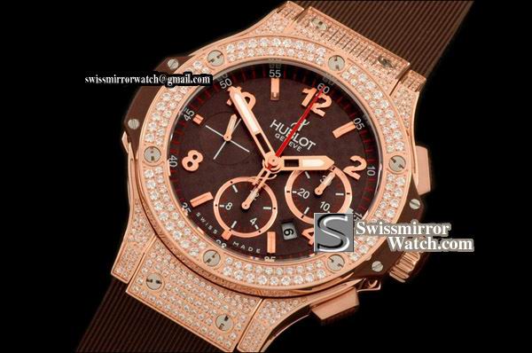 Hublot Big Bang RG/Full Diam Cappuccino Brown White A-7750 Replica Watches