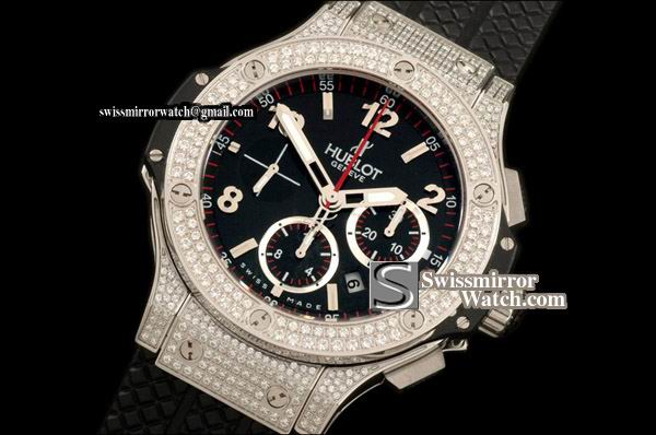 Hublot Big Bang SS/Full Diam Black A-7750 Replica Watches