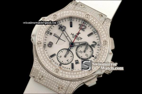 Hublot Big Bang SS/Full Diam Aspen White A-7750 Replica Watches