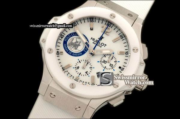 Hublot Polo Club Limited Ed SS/Ceramic White A-7750 Replica Watches