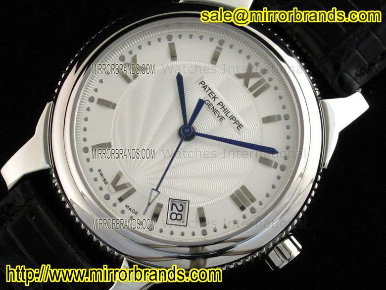 Patek philippe Classic Automatic SS White Dial on Black Leather Strap