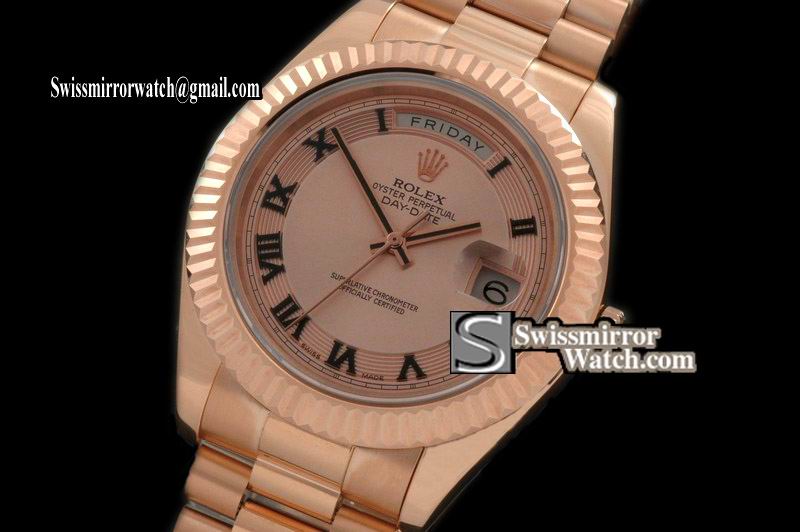 Rolex 218235 chcrp DayDate II RG Pres Fluted Rose Ray Roman Asia