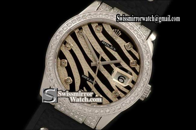 Mens Rolex Datejust Royal Black SS/Diam/RU Swiss Eta 2836-2 Replica Watches