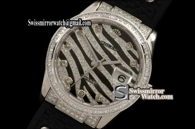 Mens Rolex Datejust Royal Black SS/Sq Cut Diam BezLinks/RU Swiss Eta 2836-2 Replica Watches