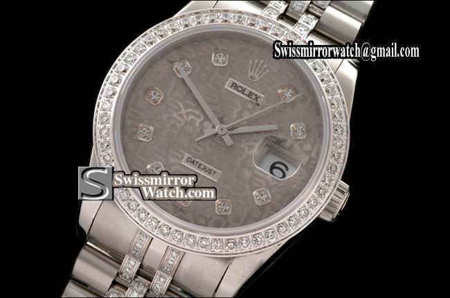 Mens Rolex Datejust SS Jub Diam Bez/Markers/Bracelet Jub Grey Eta 2836-2 Replica Watches