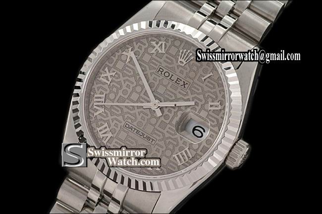Mens Rolex Datejust SS Jub SS Jubilee Grey Roman Swiss Eta 2836-2 Replica Watches