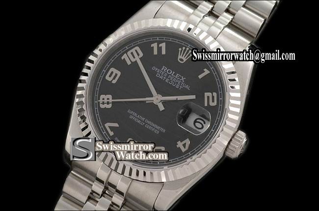 Mens Rolex Datejust SS Jubliee 2007 Black Numeral Swiss Eta 2836-2 Replica Watches