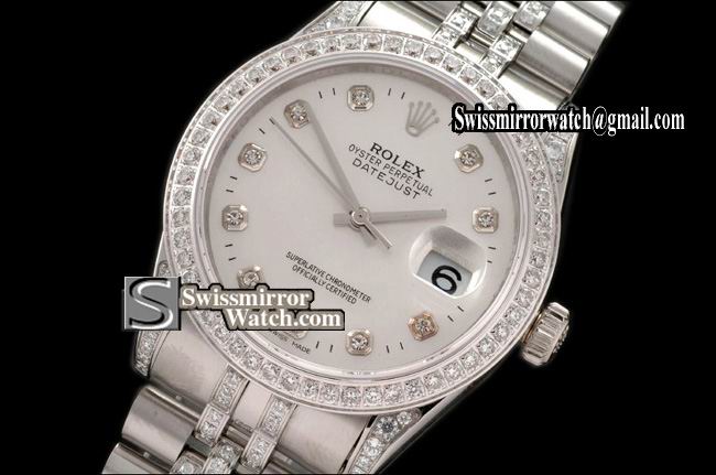 Mens Rolex Datejust SS Jub Diam Bez/Markers/Bracelet Silver Eta 2836-2 Replica Watches