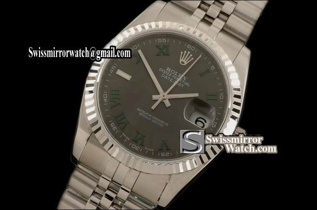 Mens Rolex Datejust SS Jubilee All Black Roman Swiss Eta 2836-2 SS Jubile Replica Watches