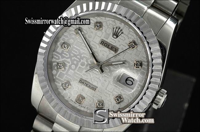 Mens Rolex Datejust SS Silver Jubilee Dial Diamond Markers Swiss Eta 2836-2 Replica Watches