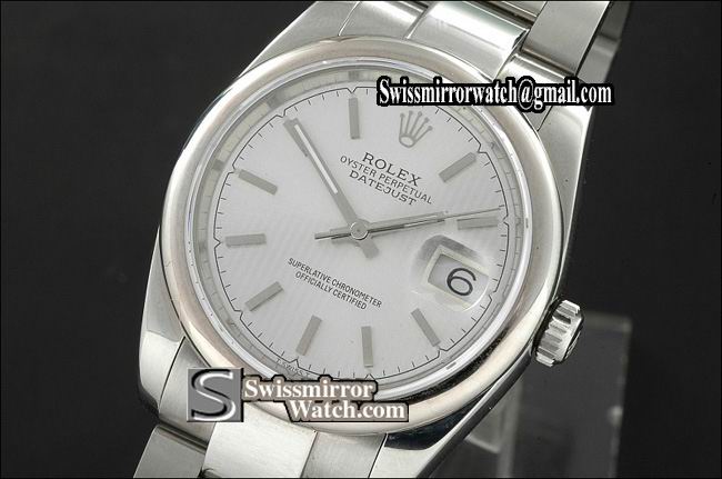 Mens Rolex Datejust SS Pres White dial Roman Markers Swiss Eta 2836-2 Replica Watches