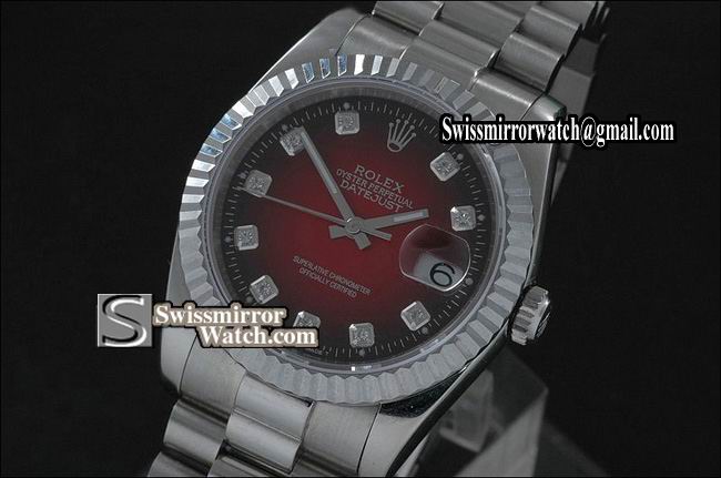 Mens Rolex Datejust SS Burnt Marron Dial Diamond Markers Eta 2836-2 Replica Watches