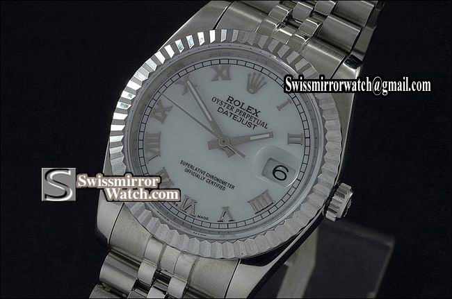 Mens Rolex Datejust SS White Dial Roman Markers Eta 2836-2 Replica Watches
