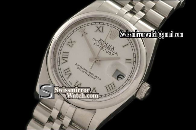 Mens Rolex Datejust SS Jubliee White dial Roman Markers Swiss Eta 2836-2 Replica Watches