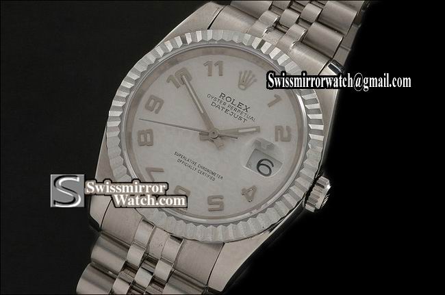 Mens Rolex Datejust SS White Jub Dial Num Markers Eta 2836-2 Replica Watches