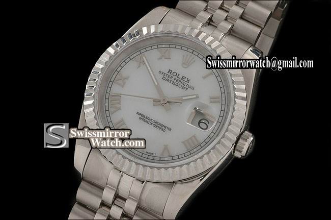 Mens Rolex Datejust SS MOP Wht Dial Roman Markers Eta 2836-2 Replica Watches