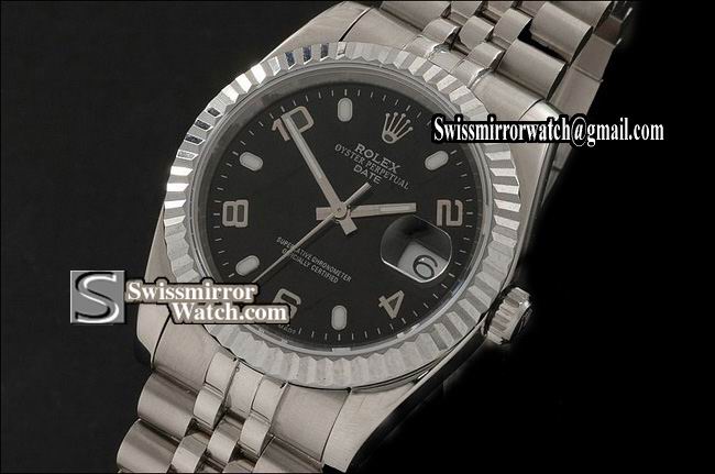 Mens Rolex Datejust SS Black Dial Num/Stk Markers Eta 2836-2 Replica Watches