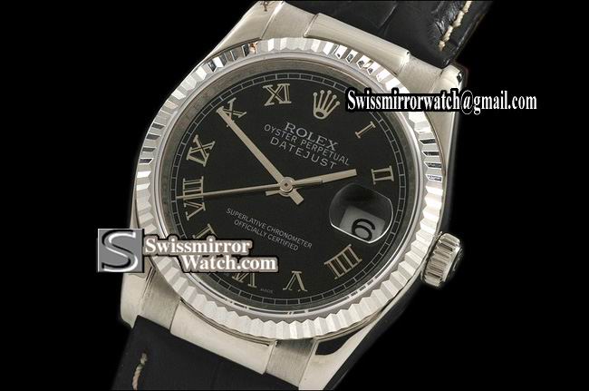 Mens Rolex Datejust LE Black Dial Roman Markers Eta 2836-2 Replica Watches