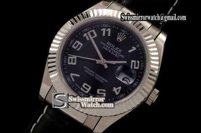Mens Rolex Datejust LE Black Dial Numeral Markers Swiss Eta 2836-2 Replica Watches