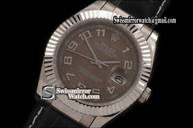 Mens Rolex Datejust LE Brown Dial Numeral Markers Swiss Eta 2836-2 Replica Watches