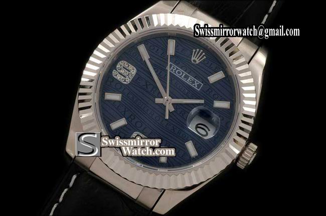 Mens Rolex Datejust LE Blue 2008 Insignia Dial Lume Stk/Diam Num Markers Replica Watches